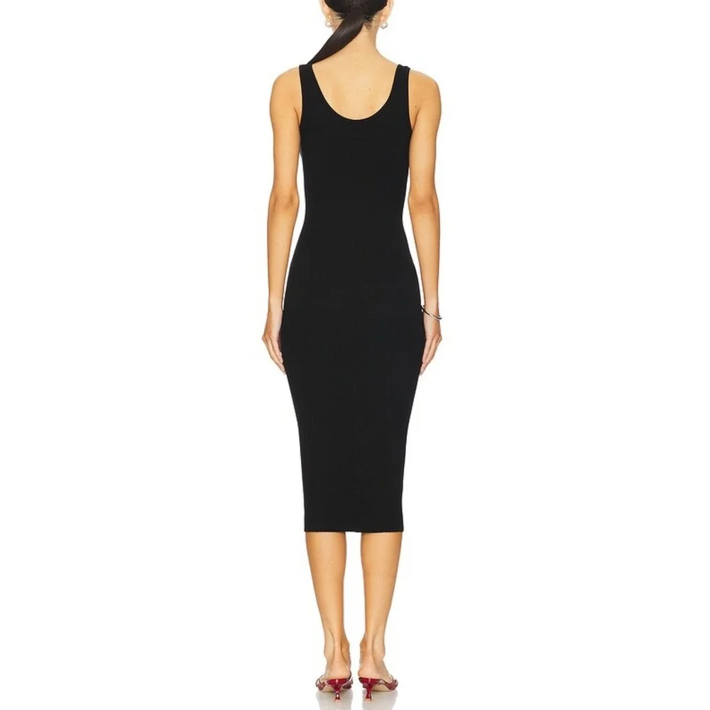 ENZA COSTA Silk Knit Midi Tank Dress Womens Small Black Quiet Luxury Minimal NEW - Picture 3 of 14